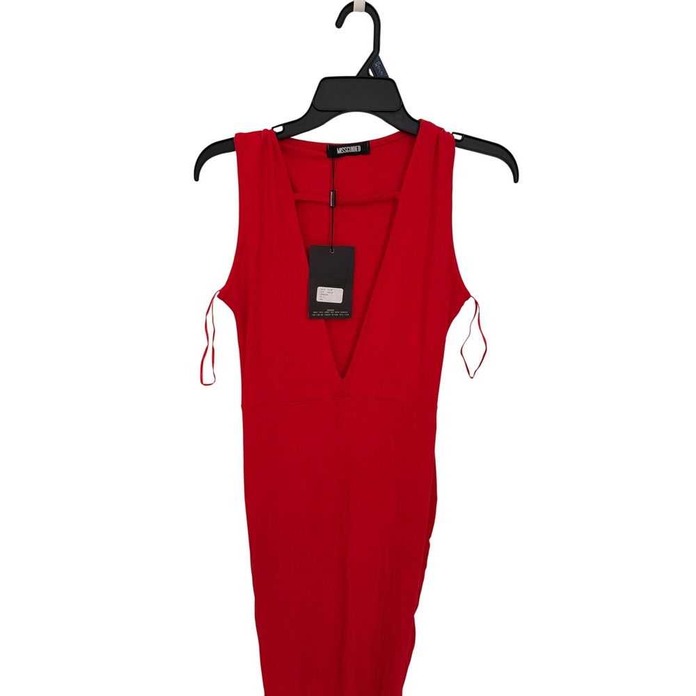 Missguided‎ Red Deep V-Neck Sleeveless Bodycon maxi Dress DE902924 US 6 NWT